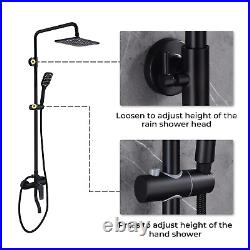 10 Rainfall Shower Faucet Set Adjustable Height 3 Function System Universal