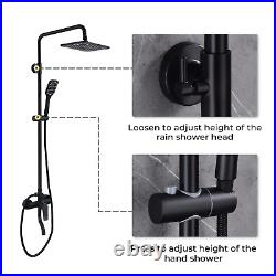 10 Rainfall Shower Faucet Set Wall Mount withHandheld Sprayer Adjustable Height