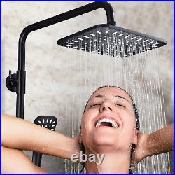 10 Rainfall Shower Faucet Set Wall Mount withHandheld Sprayer Adjustable Height