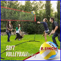 14FT Professional Freestanding Volleyball Net Set Adjustable Height Portable Bag