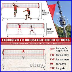 20FT Freestanding Volleyball Net Indoor Outdoor Adjustable Height Portable Set