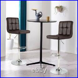 2 Set Square Kitchen Bar Stools Adjustable Height Swivel Chair Footrest Backrest