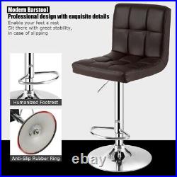 2 Set Square Kitchen Bar Stools Adjustable Height Swivel Chair Footrest Backrest