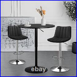 3 PcsPUB TABLE+2 BAR STOOLS SETWooden Tabletop Adjustable Height Dining Chair