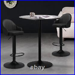 3 PcsPUB TABLE+2 BAR STOOLS SETWooden Tabletop Adjustable Height Dining Chair