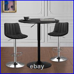 3 PcsPUB TABLE+2 BAR STOOLS SETWooden Tabletop Adjustable Height Dining Chair