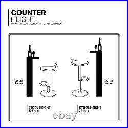 3 PcsPUB TABLE+2 BAR STOOLS SETWooden Tabletop Adjustable Height Dining Chair