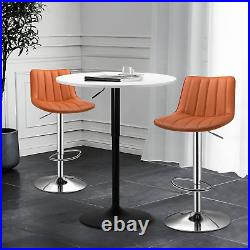 3 PcsPUB TABLE+2 BAR STOOLS SETWooden Tabletop Adjustable Height Leather Seat