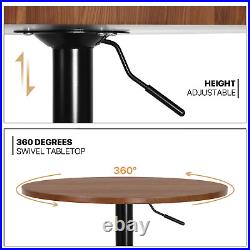 3 Pcs BAR STOOLS+SWIVEL PUB TABLE SET Wooden Tabletop Adjustable Height Chair