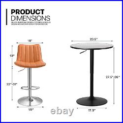 3 Pcs Dining SetPUB TABLE+2 BAR STOOLSSwivel Tabletop Adjustable Height Chair