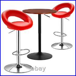 3 Pcs Dining Set SWIVEL PUB TABLE+2 BAR STOOLS Adjustable Height Leather Seat