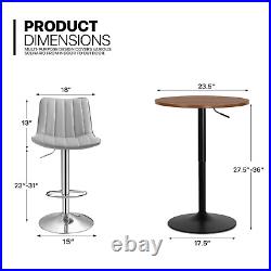 3 PieceBAR STOOLS+SWIVEL PUB TABLE SETWooden Tabletop Adjustable Height Chair