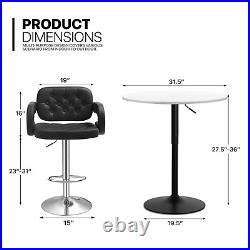 3pcsWOOD PUB TABLE+2 BAR STOOLLeather Seat Swivel Adjustable Height Dining Set