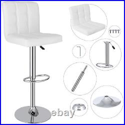 4 PCS Modern PU Leather Bar Stools Adjustable Height with Footrest Kitchen White