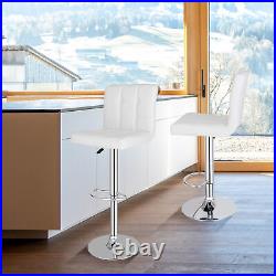 4 PCS Modern PU Leather Bar Stools Adjustable Height with Footrest Kitchen White