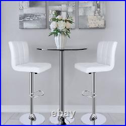 4 PCS Modern PU Leather Bar Stools Adjustable Height with Footrest Kitchen White