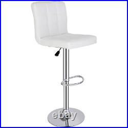 4 PCS Modern PU Leather Bar Stools Adjustable Height with Footrest Kitchen White