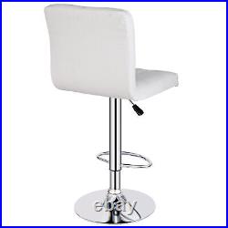 4 PCS Modern PU Leather Bar Stools Adjustable Height with Footrest Kitchen White