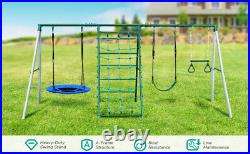 700lb Swing Set Outdoor Backyards Kids with Adjustable Height Seat, Ladder, Glider