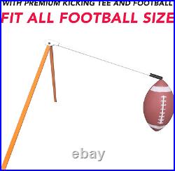 Adjustable Height Football Goal Post Set with Kicking Tee Sturdy Steel Frame