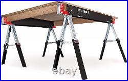 Adjustable Height Work Table Folding Sawhorses, Set of Two, Durable Steel Constr