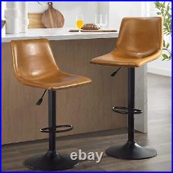 Adjustable Swivel Bar Stools Set of 2, Counter Height Bar Stools Back, 350 LBS PU