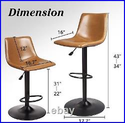 Adjustable Swivel Bar Stools Set of 2, Counter Height Bar Stools Back, 350 LBS PU