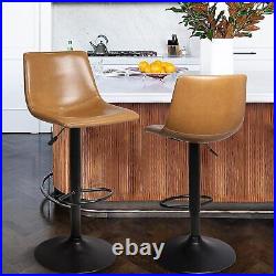 Adjustable Swivel Bar Stools Set of 2, Counter Height Bar Stools Back, 350 LBS PU