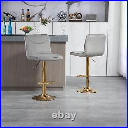 Bar Stool Set of 2 Velvet Adjustable Height Counter Swivel Dining Bar Chair New