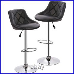 Bar Stool with Adjustable Height, Black, Set of 2