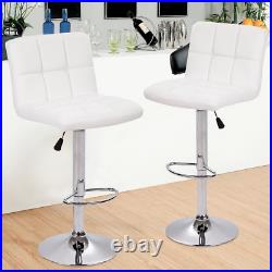 Bar Stool with Adjustable Height & Swivel, White, Set of 2