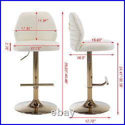 Bar Stools Set of 2 Adjustable Height Dining Swivel Velvet Pub Counter Chair