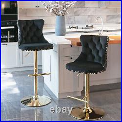 Bar Stools Set of 2 Adjustable Height Pub Chairs Swivel Breakfast for Kitchen