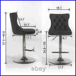 Bar Stools Set of 2 Adjustable Height Pub Chairs Swivel Breakfast for Kitchen
