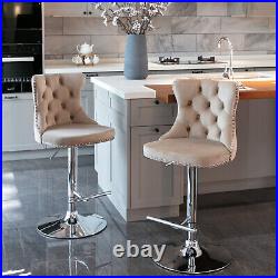 Bar Stools Set of 2 Adjustable Height Swivel Bar Chairs for Kitchen Island Pub