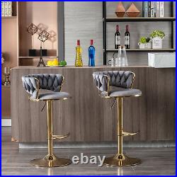 Bar Stools Set of 2 Barstools Adjustable Swivel Kitchen Counter Height Stools US