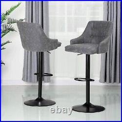 Bar Stools Set of 2 Swivel Bar Stool Adjustable Height PU Leather for Kitchen