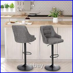 Bar Stools Set of 2 Swivel Bar Stool Adjustable Height PU Leather for Kitchen