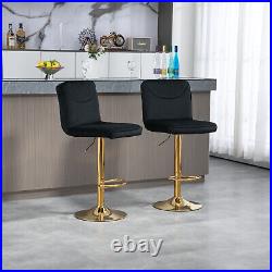 Bar Stools Set of 2 Velvet Adjustable Height Counter Swivel Dining Bar Chairs US