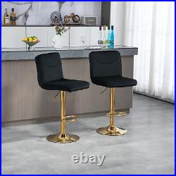 Bar Stools Set of 2 Velvet Adjustable Height Counter Swivel Dining Bar Chairs US