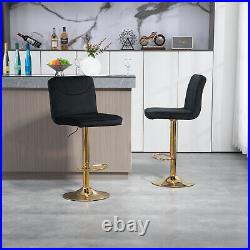 Bar Stools Set of 2 Velvet Adjustable Height Counter Swivel Dining Bar Chairs US