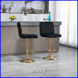 Bar Stools Set of 2 Velvet Adjustable Height Counter Swivel Dining Bar Chairs US