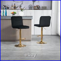 Bar Stools Set of 2 Velvet Adjustable Height Counter Swivel Dining Bar Chairs US