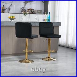 Bar Stools Set of 2 Velvet Adjustable Height Counter Swivel Dining Bar Chairs US