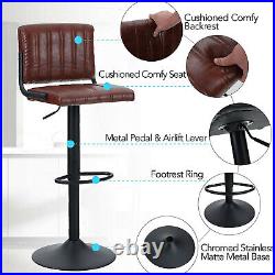 Bar Stools Set of 4 Swivel Barstool Adjustable Height PU Leather Counter Chair