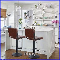 Bar Stools Set of 4 Swivel Barstool Adjustable Height PU Leather Counter Chair