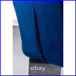 Breni Velvet Diamond Tufted Swivel Adjustable Height Barstool, Set of 2, Blue