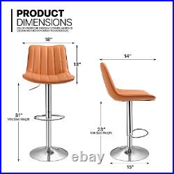 Brown Set of 4 Leather Swivel Bar Stool Kitchen Adjustable Counter Height Chair