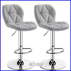 COUNTER BAR STOOLS (Set of 2) Adjustable Height Faux Leather Gray/Brown