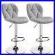 COUNTER BAR STOOLS (Set of 2) Adjustable Height Faux Leather Gray/Brown